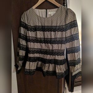 Black Lace Trim Blouse